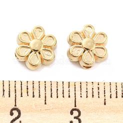 CCBプラスチックビーズ  花  ゴールドカラー  7x7x3.5mm  穴：1mm&nbsp;CCB-K011-08G