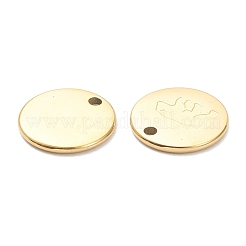 304ステンレススチールチャームイオンプレーティング（IP）  熊とフラットラウンド  18KGP本金メッキ  11.5x1mm  穴：1.5mm&nbsp;STAS-P280-11G