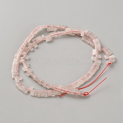 天然石ローズクォーツビーズ連売り  長方形  2穴  1.5~3x5.5x2.5mm  穴：0.9mm  約151個/連  15.83インチ（40.2cm）&nbsp;G-WH0021-81C