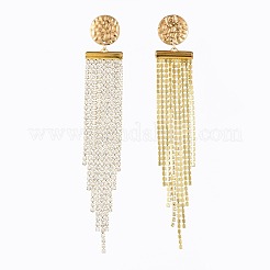 Brass Rhinestone Strass Chains Dangle Earrings&nbsp;EJEW-JE03555