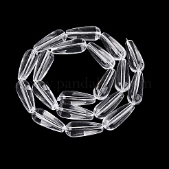 透明ガラスビーズ連売り  ティアドロップ  透明  19~20x8x8mm  穴：0.6~1.2mm  約19個/連  14.37~14.57インチ（36.5~37cm）&nbsp;GLAA-Q113-03A-A01