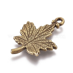 合金のチベット風チャーム  ジュエリー作りのための  カエデの葉  アンティークブロンズ  23x15x2mm  穴：1.5mm&nbsp;X-PALLOY-TAC0010-19AB