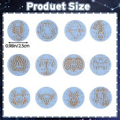 12 個 12 スタイル食品グレードのシリコーン焦点ビーズ  十二星座のラウンド  星座  25x9.5mm  穴：2.5mm  1個/スタイル&nbsp;SIL-SZ0002-16