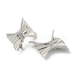 Bowknot Rack Plating Brass Stud Earrings&nbsp;EJEW-F331-31P
