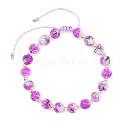 Adjustable Drawbench & Baking Paint Glass Round Braided Bead Bracelets for Women Men&nbsp;BJEW-JB13587