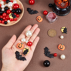 ハロウィーンの花瓶詰めキット  プラスチックパールビーズ、コウモリ、カボチャ、城の樹脂カボションを含む  ミックスカラー  プラスチック模造パールビーズ: 150 個/箱&nbsp;DIY-BC0009-94