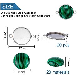 Diyリンクの作成  半円形の宝石カボションと304ステンレススチールのカボションコネクタセッティング付き  125x115x11.5mm&nbsp;DIY-PH0026-35P