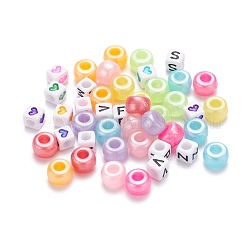 400個バレル＆キューブプラスチック/アクリルビーズ  プラスチック製ヘアピンパン2セット  1pcステンレス鋼はさみと1ロール弾性水晶糸  DIYヘアアクセサリー作成キット用  ミックスカラー  ビーズ：400個/セット&nbsp;DIY-FS0001-52