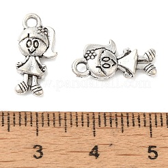 少女チベットスタイル亜鉛合金のチャーム  カドミウムフリー＆鉛フリー  アンティークシルバー  16x8x3mm  穴：2mm  約1493個/1000g&nbsp;TIBEP-Q033-107