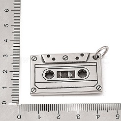 304ステンレスペンダント  オーディオテープチャーム  アンティークシルバー  23x37.5x3mm  穴：7mm&nbsp;STAS-S122-06AS