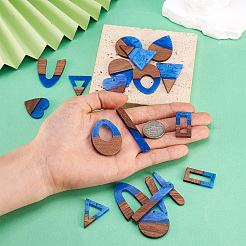 20Pcs 10 Styles Transparent Resin & Walnut Wood Pendants&nbsp;RESI-TA0003-21