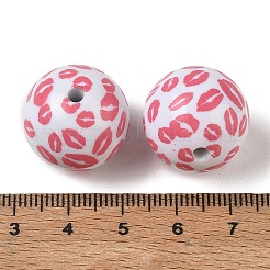 印刷された不透明なアクリルビーズ  ラウンド  リップ  20mm  穴：2.8mm&nbsp;AC-CBA6329-02B-02