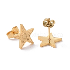 Ion Plating(IP) 304 Stainless Steel Star with Heart Stud Earrings for Women&nbsp;STAS-I693-05G