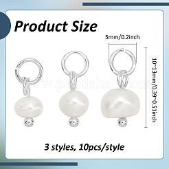 30Pcs 3 Styles Natural Pearl Potato Charms&nbsp;PALLOY-PH01750