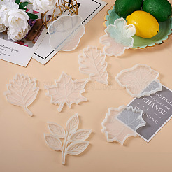 8Pcs 8 Styles Flower & Leaf DIY Cup Mat Silicone Molds&nbsp;DIY-FW0001-25