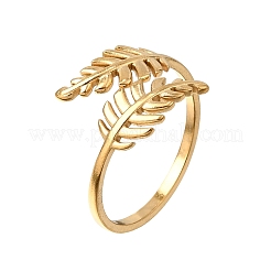 女性用304ステンレススチールカフオープンリング  葉  ゴールドカラー  13mm  内径：18mm&nbsp;SA-CBA7062-18G