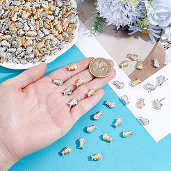 420個2色ccbプラスチックビーズ  魚  DIYのジュエリーには  プラチナ·ゴールデン  12x8x4mm  穴：1.6mm  210個/カラー&nbsp;CCB-PA0001-24