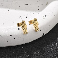 女性用304ステンレススチールスタッドピアス  18KGP本金メッキ  人間  13x5.5mm&nbsp;LS-EJEW-K271-03B-G