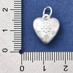 Fine Silver Heart with Flower Pattern Charms&nbsp;STER-A048-21MS