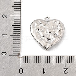 真鍮チャーム  カドミウムフリー＆ニッケルフリー＆鉛フリー  ハート  テクスチャー  プラチナ  17.5x16x3mm  穴：1.4mm&nbsp;KK-K371-33P