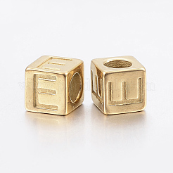 304 Stainless Steel Large Hole Letter European Beads&nbsp;STAS-H428-01G-E