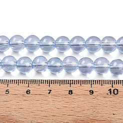 ベーキングペイント透明ガラスビーズ  ラウンド  ライトスチールブルー  8~8.5mm  穴：1.4mm&nbsp;X1-DGLA-N006-8mm-12