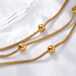 Stainless Steel Multi-strand Ball Bracelets&nbsp;BJEW-L687-01G