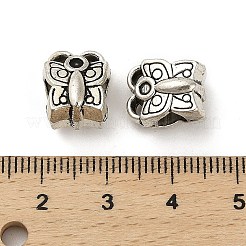 チベット風合金ヨーロピアンビーズ  大穴ビーズ  カドミウムフリー＆鉛フリー  蝶  アンティークシルバー  12x11x8.5mm  穴：5mm  約362個/1000g&nbsp;FIND-M047-17AS