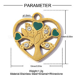 304 Stainless Steel with Green Enamel Charms&nbsp;SA-OY001-92G