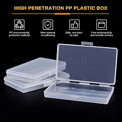 クリアプラスチックビーズ収納ケース  ヒンジ付き蓋付き  ビーズなど  長方形  透明  15x9.5x2cm&nbsp;LS-CON-BC0006-06C