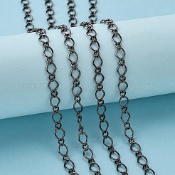 アイアン製手作りチェーンフィガロチェーン母子チェーン  溶接されていない  鉛フリーとニッケルフリー及びカドミウムフリー  ガンメタ色  スプールで  母のリンク：6x9mm  厚さ1mm  息子へのリンク：4x5mm  厚さ1mm  約328.08フィート（100m）/ロール&nbsp;CHSM003Y-B