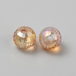 透明ガラス欧州ビーズ  多面カット  ラウンド  ペルー  15x14mm  穴：4mm&nbsp;GLAA-WH0038-60B