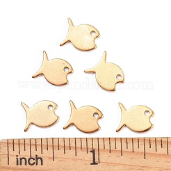 魚 304 ステンレススチール チャーム  ゴールドカラー  10.5x8.5x1mm  穴：1mm&nbsp;X-STAS-M208-16