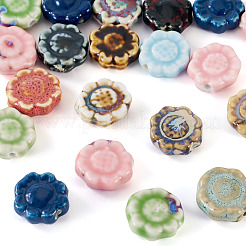 手作り磁器ビーズ20個  ヒマワリ  ミックスカラー  17~18x6.5mm  穴：2mm&nbsp;PORC-TA0001-28