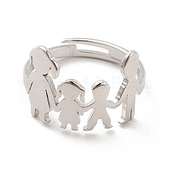 Non-Tarnish 201 Stainless Steel Family Adjustable Ring for Women&nbsp;RJEW-F131-03P