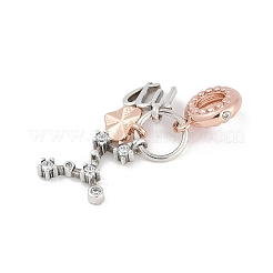 キュービックジルコニアのヨーロッパビーズ付き真鍮ペンダント  十二星座  乙女座  29.5~35.5mm&nbsp;KK-Q015-01H