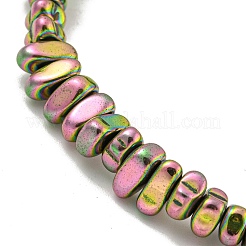 Oval Rainbow Plated Synthetic Non-magnetic Hematite Beaded Stretch Bracelets for Women Men&nbsp;BJEW-K242-01
