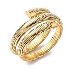 304ステンレススチール製スネークチェーンバングル  幅広のバングル  ゴールドカラー  内径：2-1/8インチ（5.5cm）&nbsp;BJEW-F522-01G