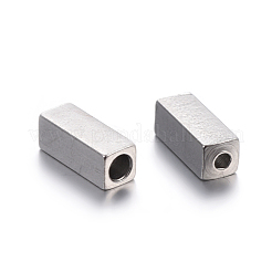 変色しない201ステンレススチールビーズ  長方形  ステンレス鋼色  8x3x3mm  穴：1.8~2mm&nbsp;X-STAS-P223-08P