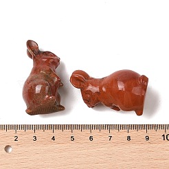 天然レッドジャスパー彫刻ディスプレイ装飾  ホームオフィスデスク用  兎  38~39.5x24~25.5x21~22mm&nbsp;G-C244-01Q