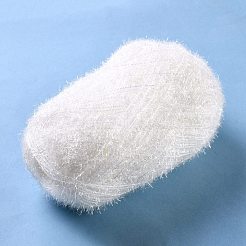 ポリエステルかぎ針編みの糸  きらめくスクラブ糸  布巾用  編み物を飾る工芸品  ホワイト  10~13x0.5mm  218.72ヤード（200m）/ロール&nbsp;OCOR-G009-01I