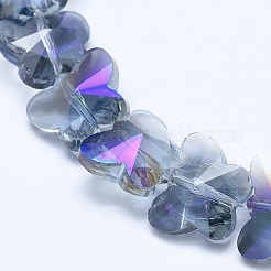 電気メッキガラスビーズセット  半分メッキ  多面カット  蝶  パープルメッキ  12x15x8mm  穴：1mm  約25個/連  10.8インチ（27.5cm）&nbsp;EGLA-F133-HP03