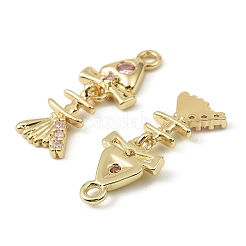 Brass Micro Pave Cubic Zirconia Pendants&nbsp;KK-C107-16G