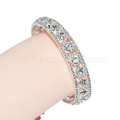 女性用チタン合金とクリスタルラインストーンのバングル  銀  1/4インチ（0.6cm）  内径：2-1/8インチ（5.5cm）&nbsp;FS-WG3AF1B-01