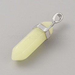 Synthetic Luminous Stone Double Terminal Pointed Pendants&nbsp;G-WH0031-04P-10