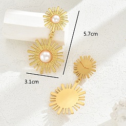 Fashion 201 Stainless Steel Flower Dangle Stud Earrings&nbsp;HU8557