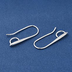 真鍮のピアスフック  カドミウムフリー＆鉛フリー  925銀メッキ  27x12x2.5mm  穴：3.5x5mm  ピン：0.8mm&nbsp;KK-H502-11S