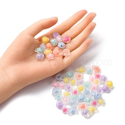 100Pcs 5 Styles Frosted Transparent Acrylic Beads&nbsp;OACR-FP0001-22