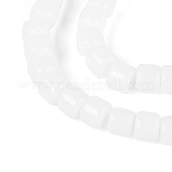 オペークソリッドカラーガラスビーズ連売り  コラム  ホワイト  3.5x4~4.5mm  穴：0.7~0.9mm  約102~108個/連  14.17~14.96インチ（36~38cm）&nbsp;GLAA-N065-4x4mm-C01