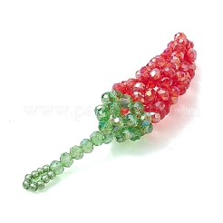 ガラスビッグサイズペンダントトップ  ホットペッパーチャーム  多面カット  レッド  63.5x15.5mm  穴：2.5mm&nbsp;PALLOY-MZ01303-02